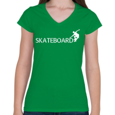 PRINTFASHION Skateboard  - Női V-nyakú póló - Zöld