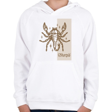 PRINTFASHION Skorpió horoszkóp - Gyerek kapucnis pulóver - Fehér