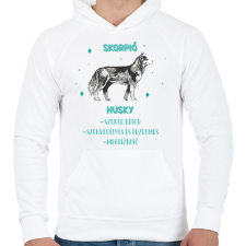 PRINTFASHION Skorpió - Husky - Férfi kapucnis pulóver - Fehér férfi pulóver, kardigán