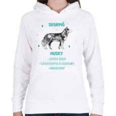 PRINTFASHION Skorpió - Husky - Női kapucnis pulóver - Fehér
