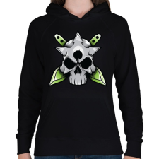 PRINTFASHION Skull and blade - Női kapucnis pulóver - Fekete női pulóver, kardigán