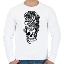PRINTFASHION Skull&Eagle - Férfi pulóver - Fehér férfi pulóver, kardigán