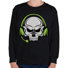 PRINTFASHION Skull earphone - Gyerek pulóver - Fekete