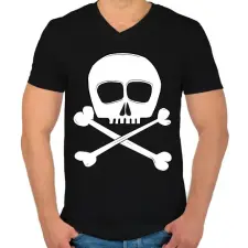 PRINTFASHION skull - Férfi V-nyakú póló - Fekete férfi póló