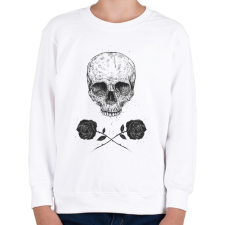 PRINTFASHION Skull N' Roses - Gyerek pulóver - Fehér gyerek pulóver, kardigán