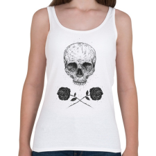PRINTFASHION Skull N' Roses - Női atléta - Fehér női trikó