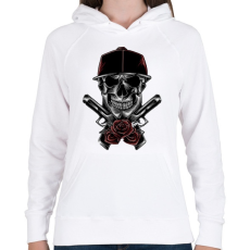 PRINTFASHION Skull - Női kapucnis pulóver - Fehér