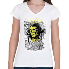 PRINTFASHION skull - Női V-nyakú póló - Fehér női póló