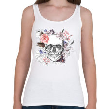 PRINTFASHION Skull with Flowers - Női atléta - Fehér női trikó