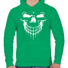 PRINTFASHION Skullface - Férfi kapucnis pulóver - Zöld férfi pulóver, kardigán