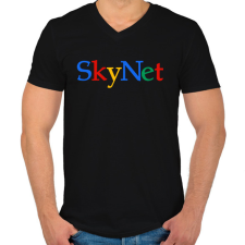 PRINTFASHION Skynet - Férfi V-nyakú póló - Fekete férfi póló