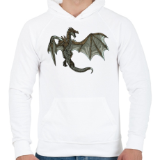 PRINTFASHION Skyrim Sárkány - Férfi kapucnis pulóver - Fehér