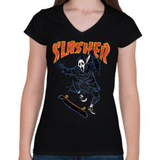 PRINTFASHION Slasher - Női V-nyakú póló - Fekete női póló