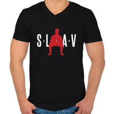 PRINTFASHION Slav Air - Férfi V-nyakú póló - Fekete férfi póló