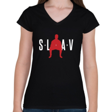 PRINTFASHION Slav Air - Női V-nyakú póló - Fekete női póló