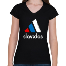 PRINTFASHION Slavidas - Női V-nyakú póló - Fekete