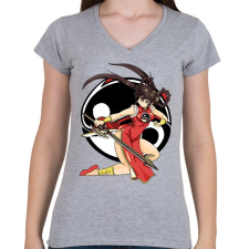 PRINTFASHION Slayer Girl - Női V-nyakú póló - Sport szürke női póló