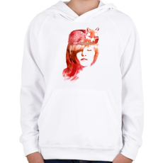 PRINTFASHION Sleep fox - Gyerek kapucnis pulóver - Fehér