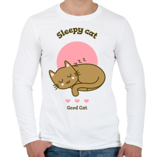 PRINTFASHION sleepycat - Férfi hosszú ujjú póló - Fehér