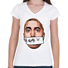 PRINTFASHION Slim Shady - Női V-nyakú póló - Fehér