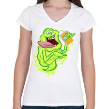 PRINTFASHION Slime - Női V-nyakú póló - Fehér női póló