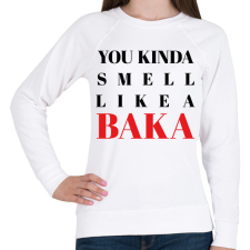 PRINTFASHION Smell like a BAKA - Női pulóver - Fehér női pulóver, kardigán