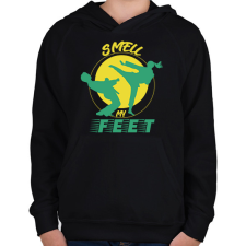 PRINTFASHION Smell my feet - Gyerek kapucnis pulóver - Fekete gyerek pulóver, kardigán