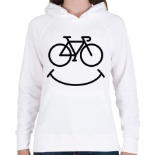 PRINTFASHION Smile biker - Női kapucnis pulóver - Fehér női pulóver, kardigán