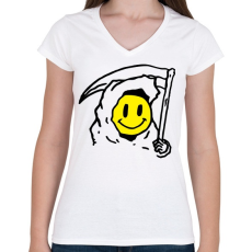 PRINTFASHION smile face - Női V-nyakú póló - Fehér