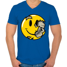 PRINTFASHION Smile koponya - Férfi V-nyakú póló - Királykék férfi póló