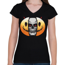 PRINTFASHION Smile - Női V-nyakú póló - Fekete