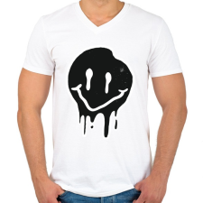 PRINTFASHION Smiley - Férfi V-nyakú póló - Fehér férfi póló