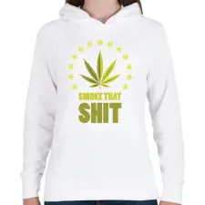 PRINTFASHION smoke that shit - Női kapucnis pulóver - Fehér női pulóver, kardigán