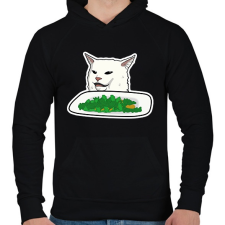 PRINTFASHION Smudge Cat - Férfi kapucnis pulóver - Fekete férfi pulóver, kardigán