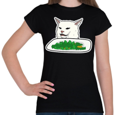 PRINTFASHION Smudge Cat - Női póló - Fekete női póló