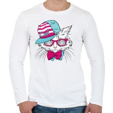 PRINTFASHION Snapback Cat - Férfi hosszú ujjú póló - Fehér