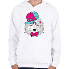 PRINTFASHION Snapback Dog - Gyerek kapucnis pulóver - Fehér