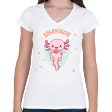 PRINTFASHION Snaxolotl - Női V-nyakú póló - Fehér