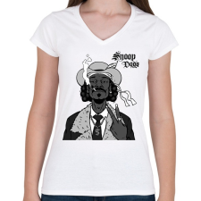 PRINTFASHION Snoop Dogg - Női V-nyakú póló - Fehér női póló
