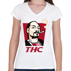PRINTFASHION Snoop THC Dogg - Női V-nyakú póló - Fehér