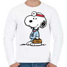 PRINTFASHION Snoopy doki - Férfi pulóver - Fehér férfi pulóver, kardigán