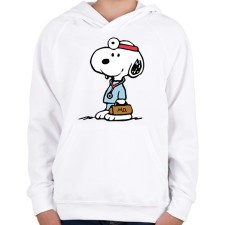 PRINTFASHION Snoopy doki - Gyerek kapucnis pulóver - Fehér gyerek pulóver, kardigán
