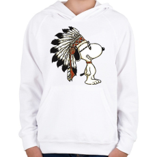 PRINTFASHION Snoopy indián - Gyerek kapucnis pulóver - Fehér