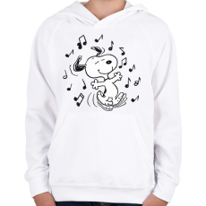 PRINTFASHION Snoopy music - Gyerek kapucnis pulóver - Fehér