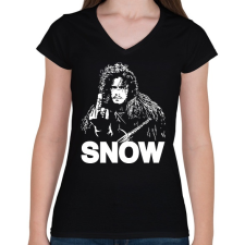 PRINTFASHION SNOW - Női V-nyakú póló - Fekete női póló