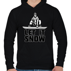 PRINTFASHION SNOWBOARD LET IT SNOW - Férfi kapucnis pulóver - Fekete