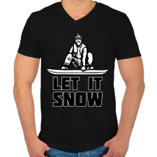 PRINTFASHION SNOWBOARD LET IT SNOW - Férfi V-nyakú póló - Fekete férfi póló