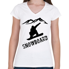 PRINTFASHION snowboard - Női V-nyakú póló - Fehér női póló
