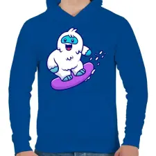 PRINTFASHION Snowboard yeti - Férfi kapucnis pulóver - Királykék férfi pulóver, kardigán