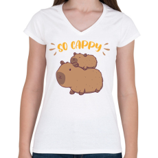 PRINTFASHION So cappy - Női V-nyakú póló - Fehér